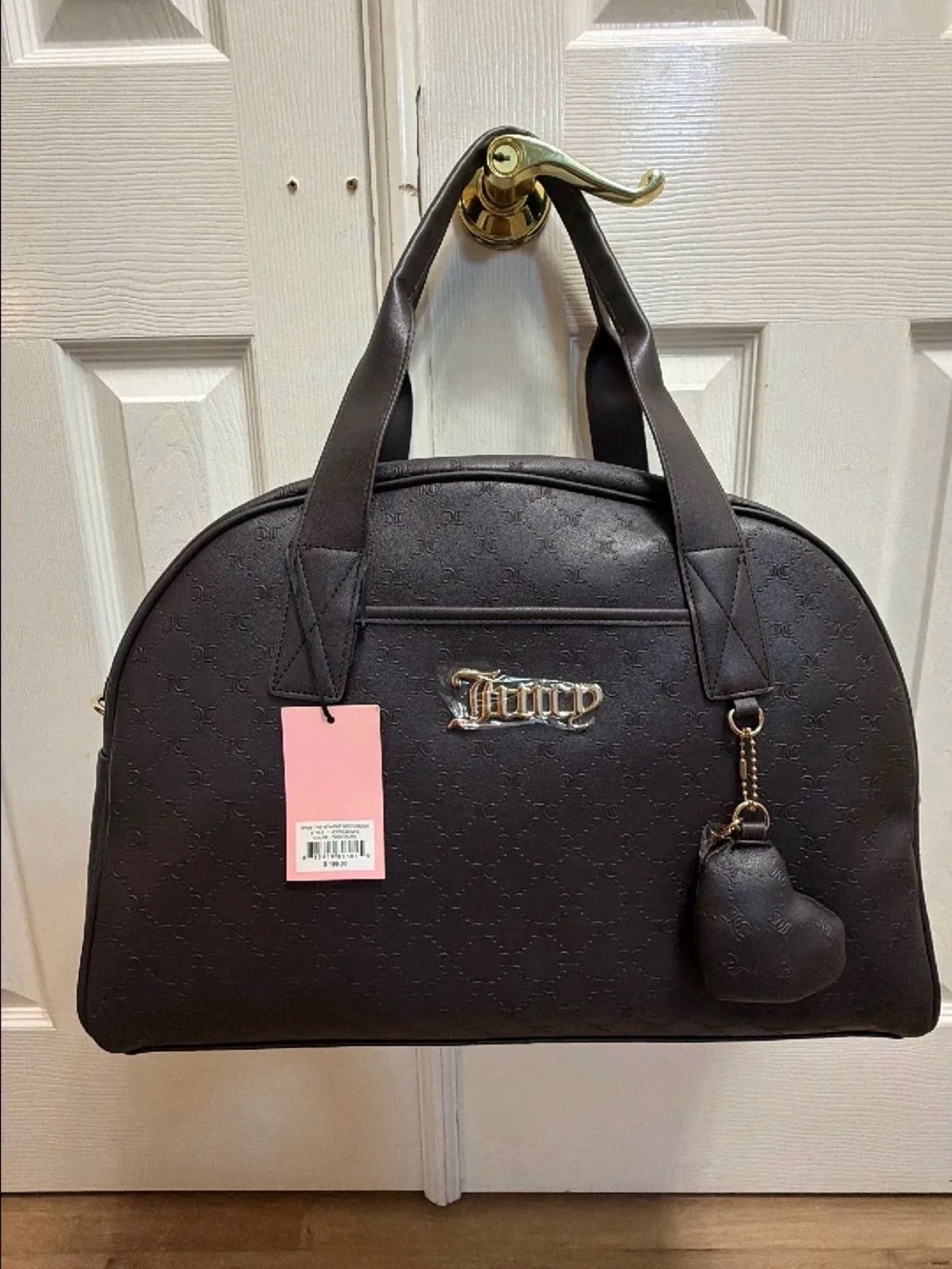 Juicy Couture Dark Brown Dome Satchel with Heart Charm